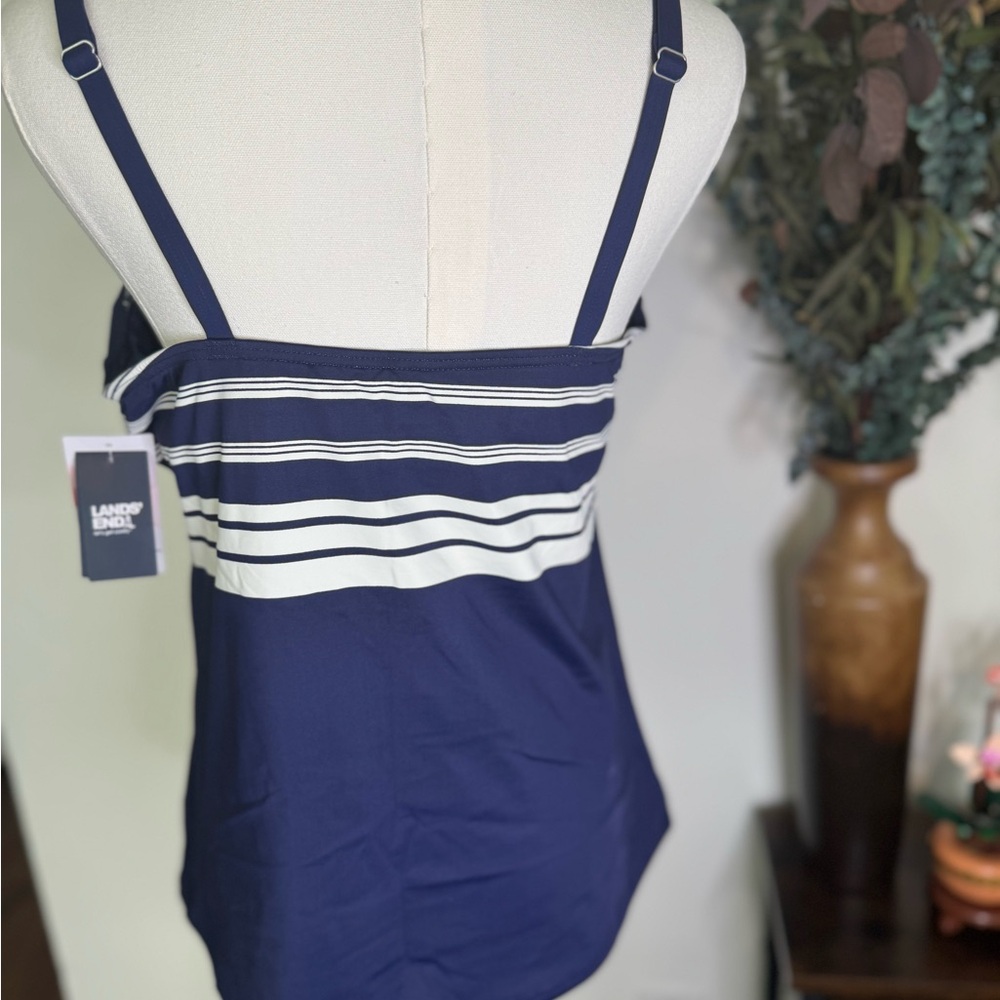 Lands' End Navy and White Striped Tankini - Picture 2 of 7